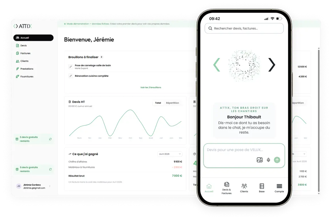 ATTIX sur téléphone et sur ordinateur, les deux synchronisés